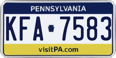 PA license plate KFA7583