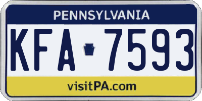 PA license plate KFA7593