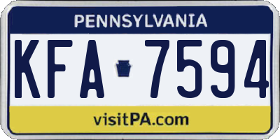 PA license plate KFA7594