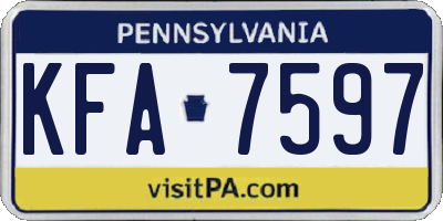 PA license plate KFA7597