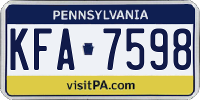 PA license plate KFA7598