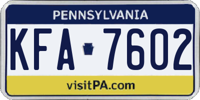 PA license plate KFA7602