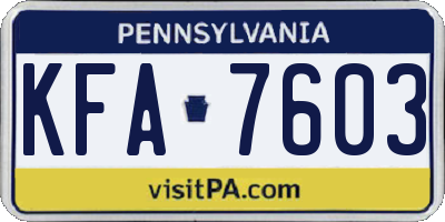 PA license plate KFA7603