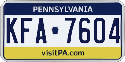 PA license plate KFA7604