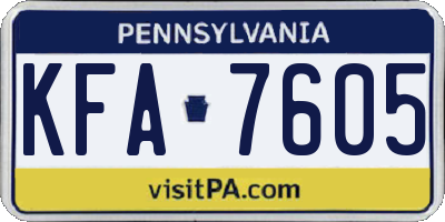PA license plate KFA7605