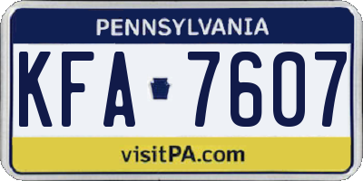 PA license plate KFA7607