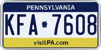 PA license plate KFA7608