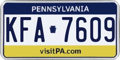 PA license plate KFA7609
