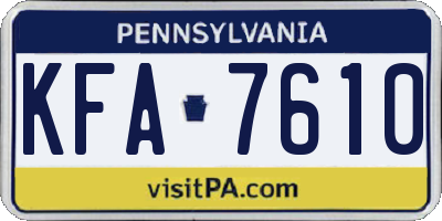 PA license plate KFA7610