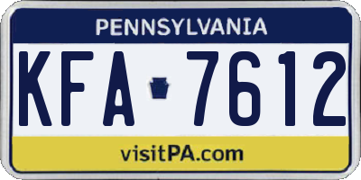 PA license plate KFA7612