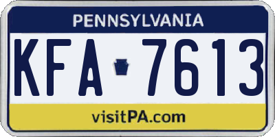 PA license plate KFA7613