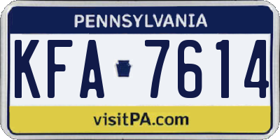 PA license plate KFA7614