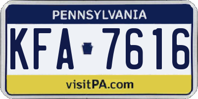 PA license plate KFA7616