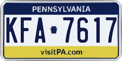 PA license plate KFA7617