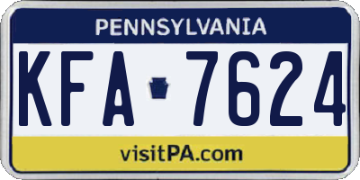 PA license plate KFA7624