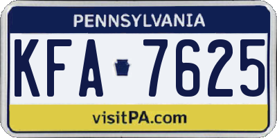PA license plate KFA7625