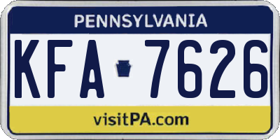 PA license plate KFA7626