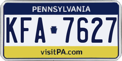 PA license plate KFA7627