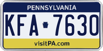 PA license plate KFA7630