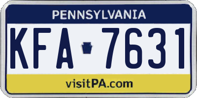 PA license plate KFA7631