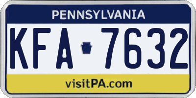 PA license plate KFA7632