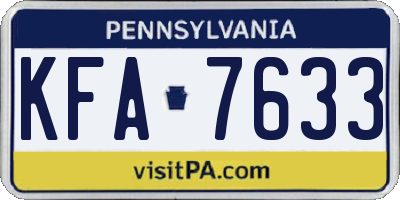 PA license plate KFA7633