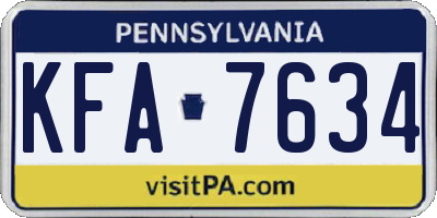 PA license plate KFA7634