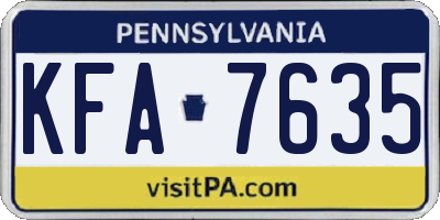 PA license plate KFA7635