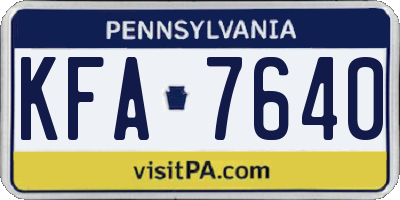 PA license plate KFA7640