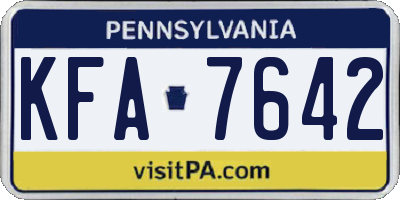 PA license plate KFA7642