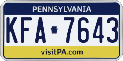 PA license plate KFA7643