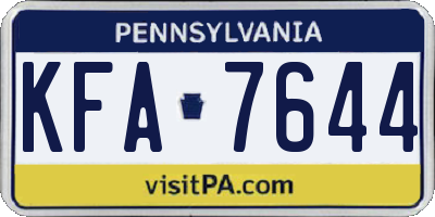 PA license plate KFA7644