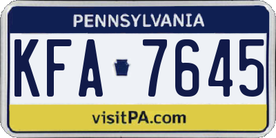 PA license plate KFA7645