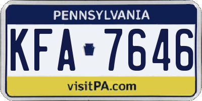 PA license plate KFA7646