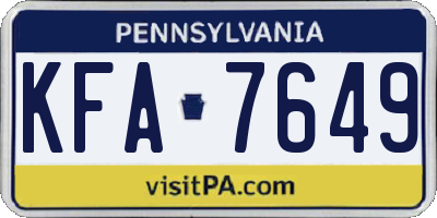 PA license plate KFA7649