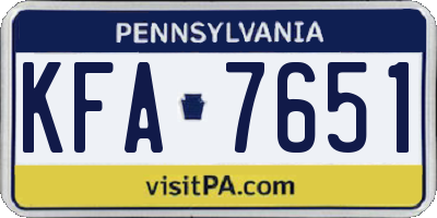 PA license plate KFA7651