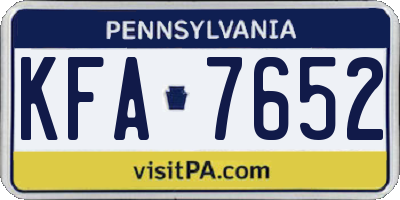 PA license plate KFA7652