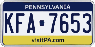 PA license plate KFA7653