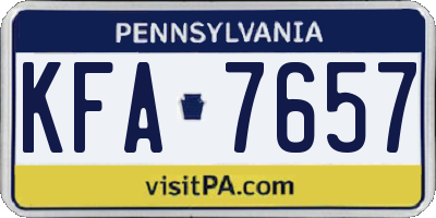 PA license plate KFA7657