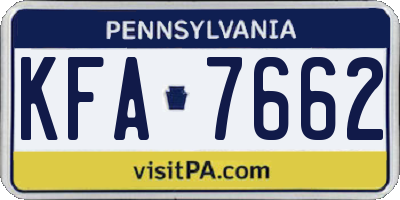 PA license plate KFA7662