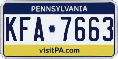 PA license plate KFA7663
