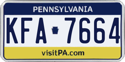 PA license plate KFA7664