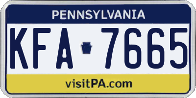 PA license plate KFA7665
