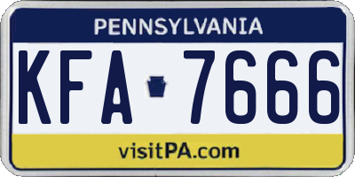 PA license plate KFA7666