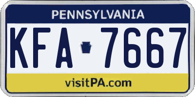 PA license plate KFA7667