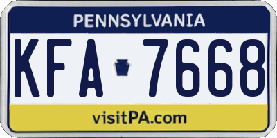 PA license plate KFA7668