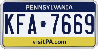 PA license plate KFA7669