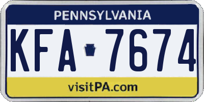 PA license plate KFA7674