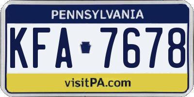 PA license plate KFA7678