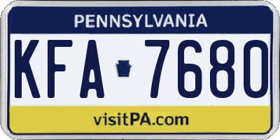 PA license plate KFA7680